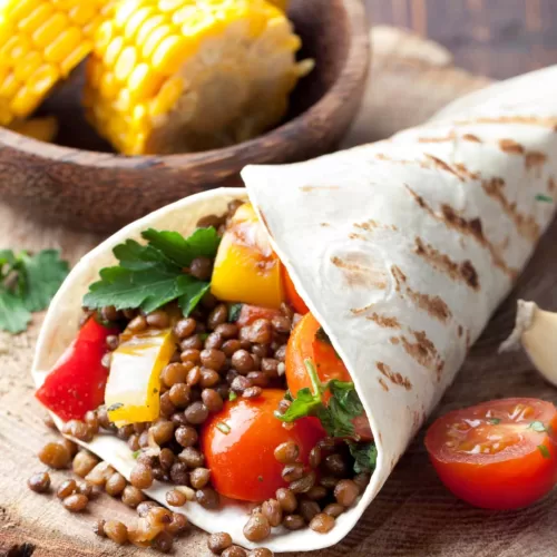 Spiced lentil wrap