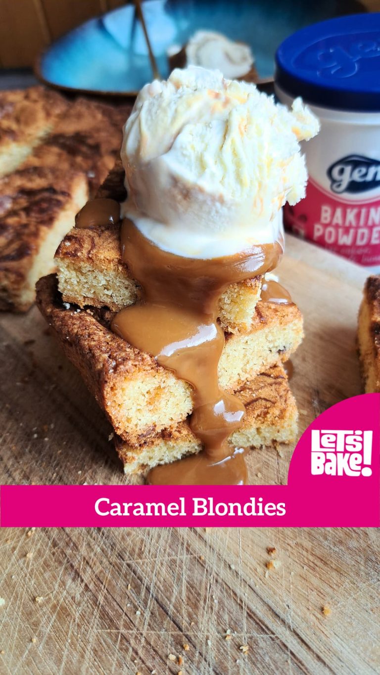 Caramel Blondies and Caramel Ice cream 