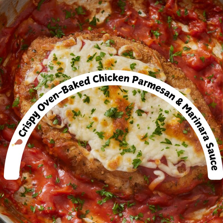 Crispy Oven-Baked Chicken Parmesan with Spaghetti & Marinara Sauce